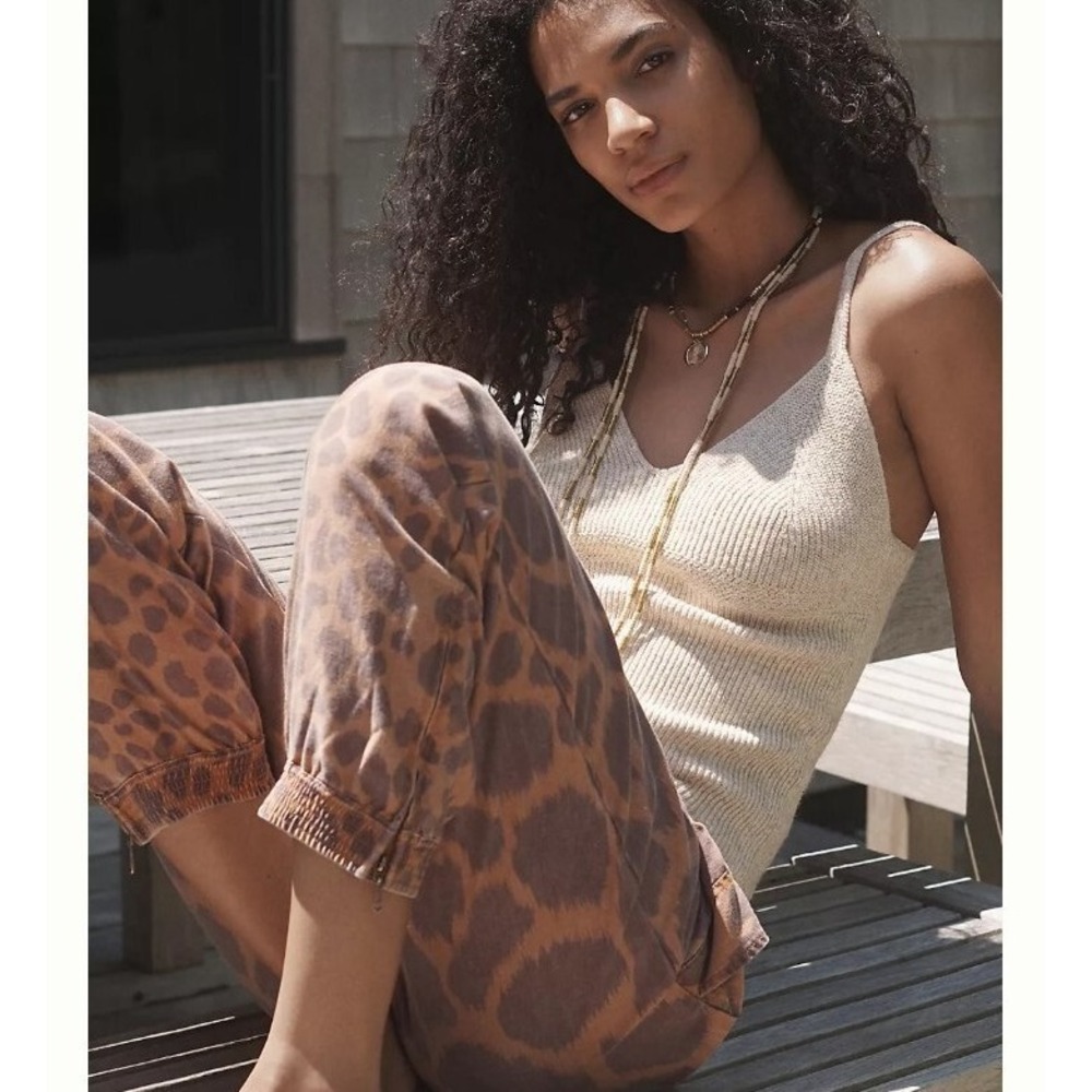 Anthropologie Tamarind Trouser Joggers‎ Womens Sz 0 Linen Blend Zip Ankle